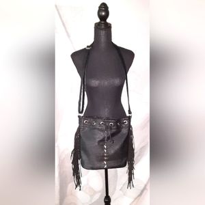 Leather Shoulder Bag With Fringe